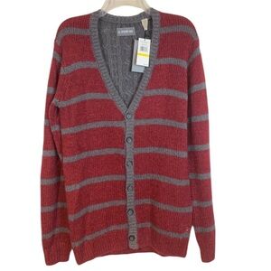 Richard Chai for Original Penguin Mens Chunky Knit Stripe Cardigan-M